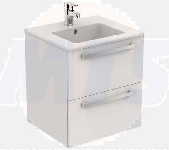 Tempo 500mm wall hung vanity basin unit with 2 drawers - Gloss White / Ideal Standard Spares Tempo 500mm wall hung vanity basin unit with 2 drawers - Gloss White -E1103WG