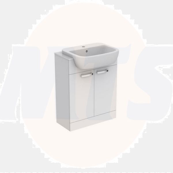 Ideal Standard  Tempo 650 x 300mm semi countertop basin unit with two doors - Gloss White  E3245WG