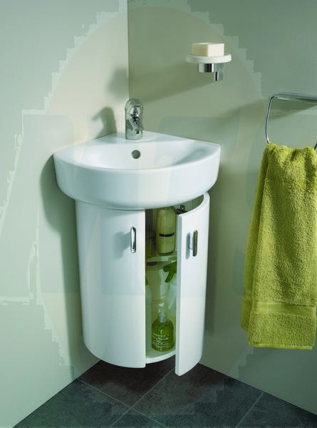 Ideal Standard Spares Concept 370 x 380mm wall hung corner basin unit with two doors - Gloss White -E6848WG