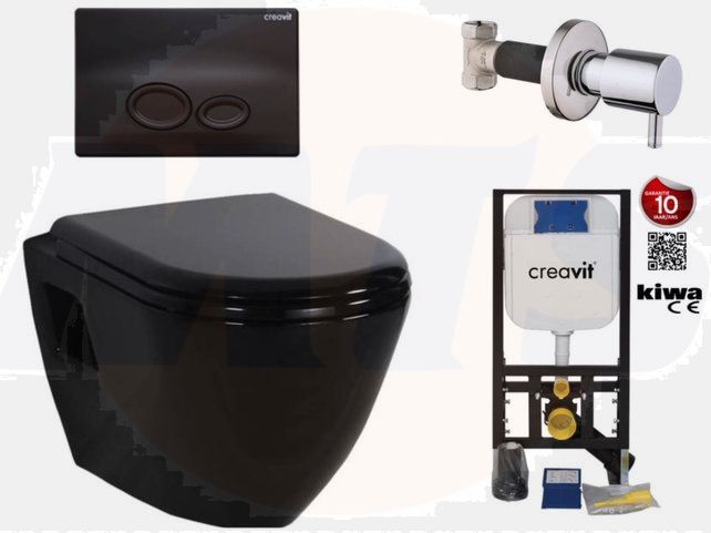 wall-hung toilet set gloss black with bidet creavit tp325 black concealed cistern, bidet tap and control panel black toilet seat soft close. fb89a215-c888-4f78-511c-c8e7036e2562