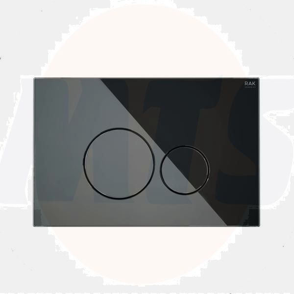 RAK Ecofix Black Glass Fp With Round Push Plates FSRAKPPL010 Bathroomsuites
