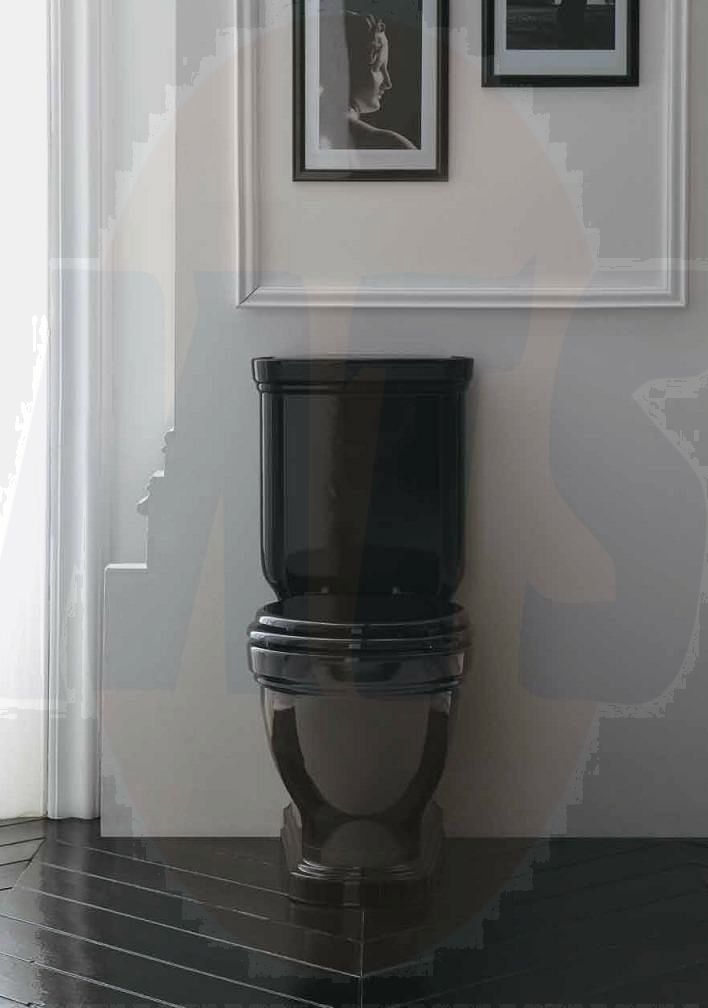 Galassia Ethos Black polyester / wooden seat-cover Standard Close, chromed hinges 8495NE