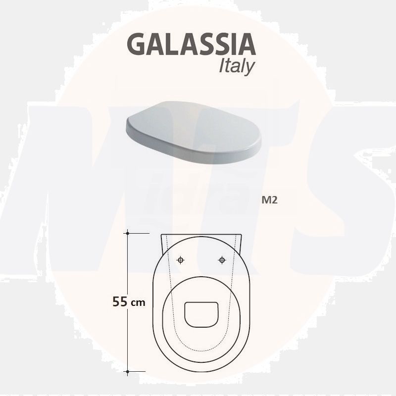 GALASSIA M2 Series 5225 Slow Closing Seat For Toilet Bowl 55 Cm. White Finish 5225