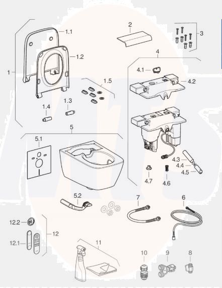 Geberit AquaClean Sela Square WC complete solutions, wall-hung WC