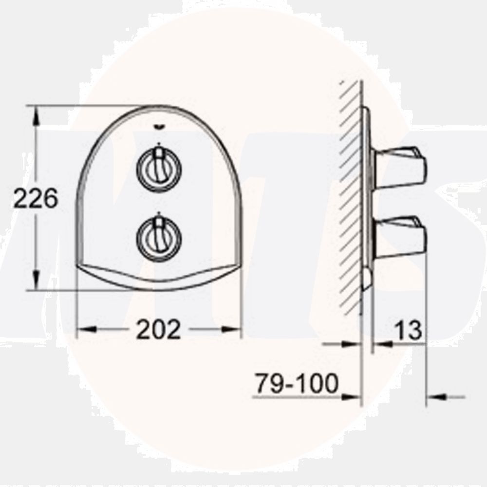 Grohe Chiara Chrome Thermostatic Bath Shower Mixer Trim Set 19160000