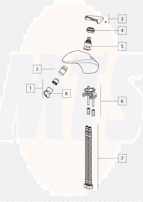 Noken / Porcelanosa swivel VITAE bidet mixer Chrome 100189960 / N299998795 (Fig 2)