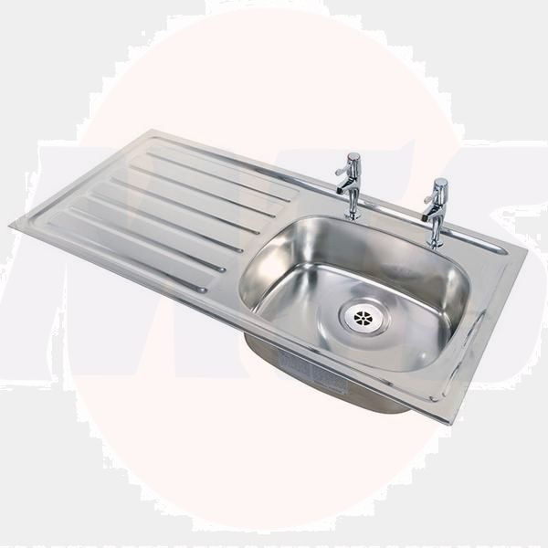 Twyford 1028mm x 500mm, left hand drainer, 2 tap hole no overflow including waste PS8602SS