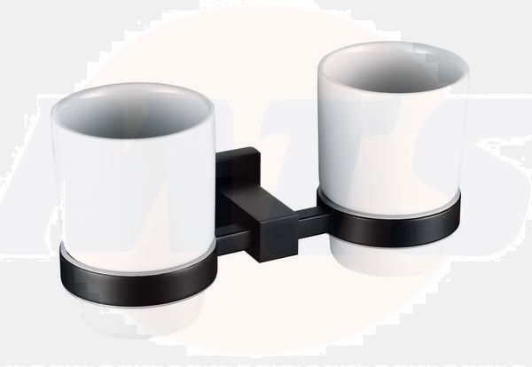 RAK Cubis Double Tumbler In Black RAKCUB9904B Bathroomsuites