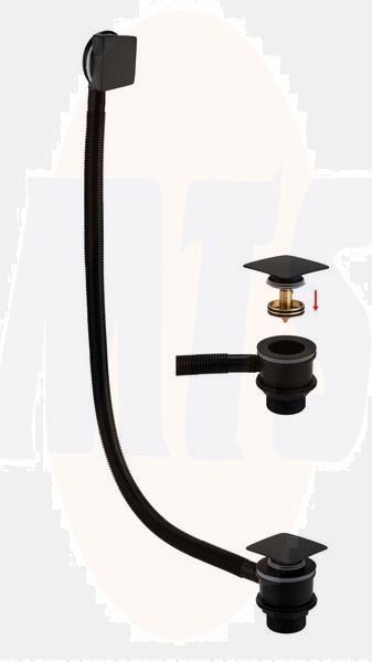 Sq Bath Clicker Waste And Overflow In Black RAKL9022SQB Bathroomsuites