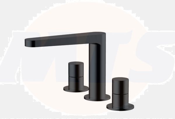 RAK Petit Round Dm 3 Hole Bsn Mxr In Matt Black RAKPER3011B Bathroomsuites