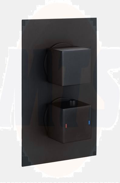 RAK Sq Dual Outlet, 2 Handle Therm Conc Shwr Valve RAKSHW3202SB Bathroomsuites