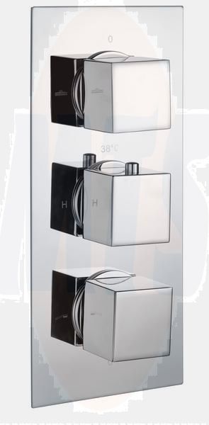 Sq Dual Outlet, 3 Handle Therm Shwr Valve RAKSHW3203S Bathroomsuites