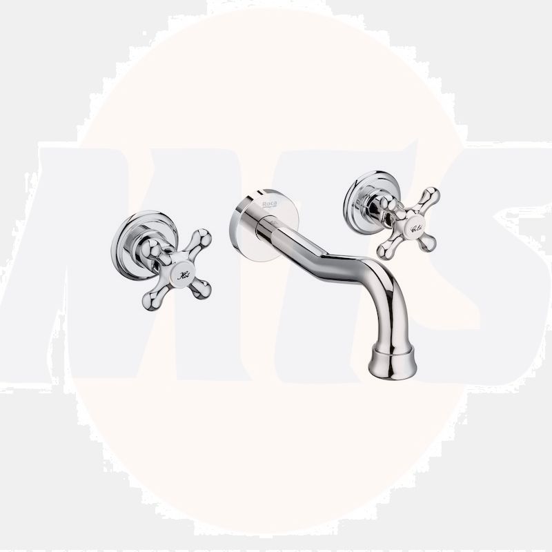 Roca Carmen twin lever wall mounted basin mixer A5A474BC00