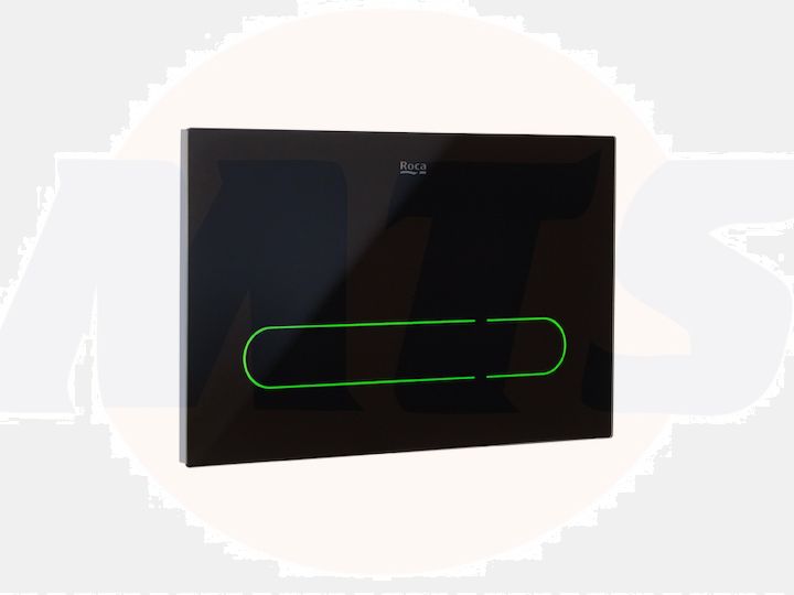 Roca In-Wall EP1  Electronic glass finished operating plate for concealed cistern with automatic or touchless dual flush and adjustable light in multiple colour choice A890102008