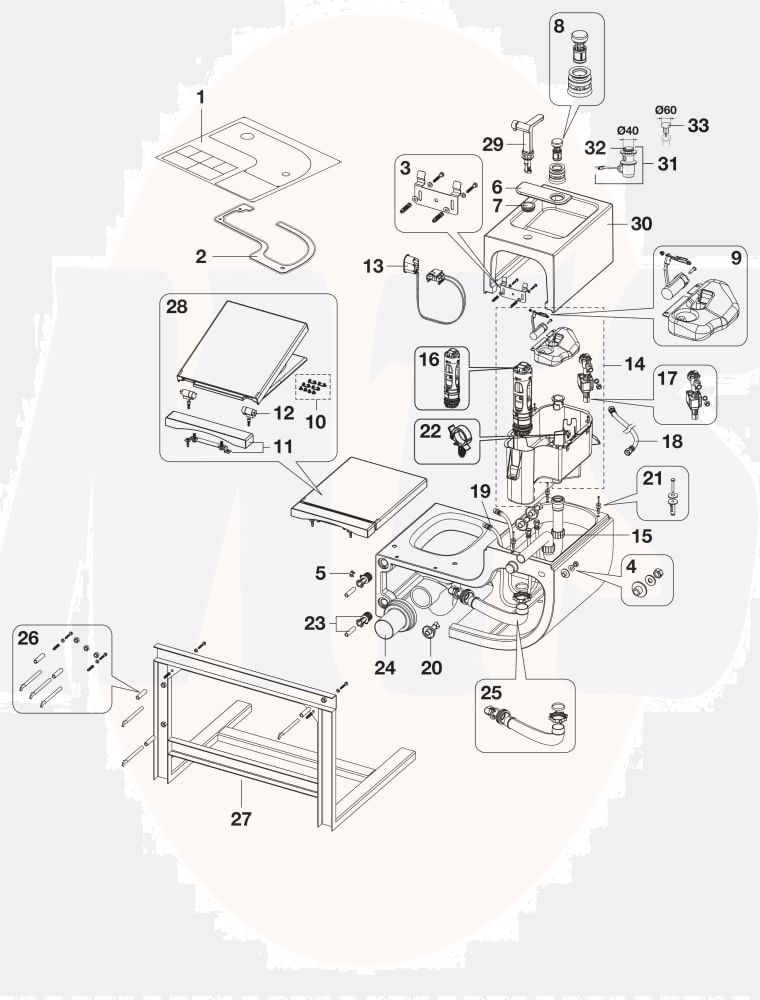 Roca Toilet A802910870 W&W Cover Plate Rear Of Seat