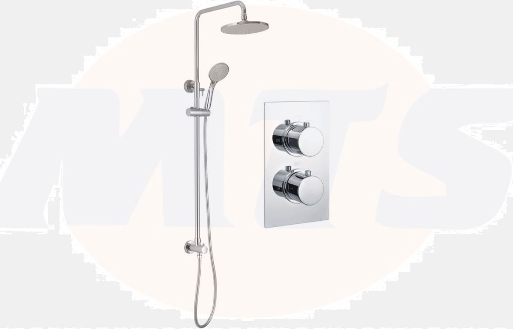 Round Shower Pack 2 - Circa Twin Two Outlet & Riser Overhead Kit DICMP0036