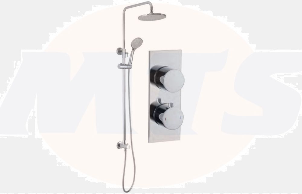 Round Shower Pack 9 - Sphere Slim Plate Two Outlet & Riser Overhead Kit