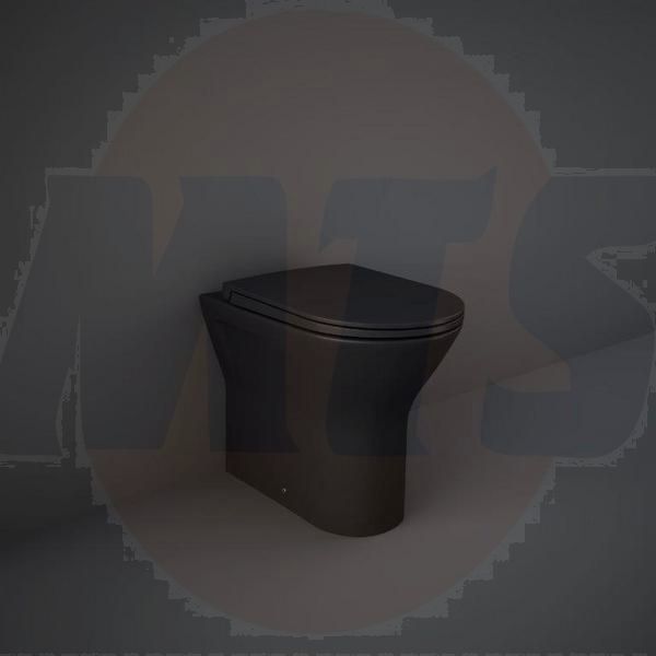 RAK Feeling Rimless Btw Pan In Matt Black RST19504A Bathroomsuites