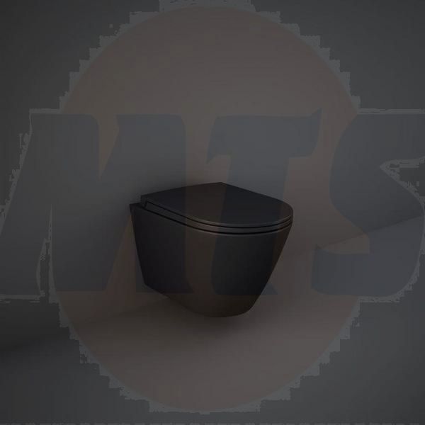 RAK Feeling Rimless Wh Pan In Matt Black RST23504A Bathroomsuites