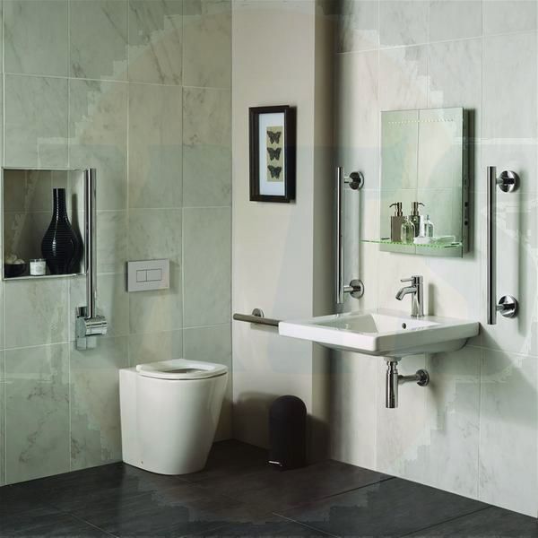 Ideal Standard  Freedom Bathroom pack inc 60cm Accessible basin and raised height BTW WC bowl - Chrome rails  S6403AA