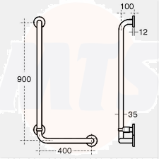 Ideal Standard Spares Contour 21 90 x 40cm angled shower grab rail - left hand - Charcoal -S6474RN