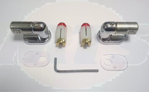 Saneux INDY Soft Close Seat Hinges & Fixings 2005010, used with the Saneux I-line 60633 White Soft Close seat, hinges come in Chrome with erxpansion toggles for top fixing/Mounting