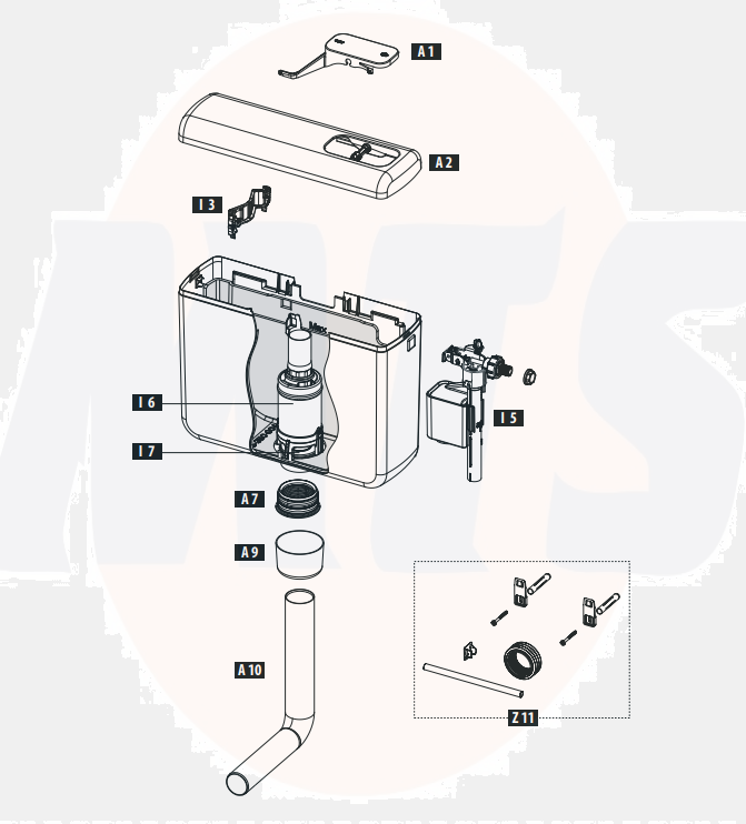 Schwab Exposed flushing cistern AP 410