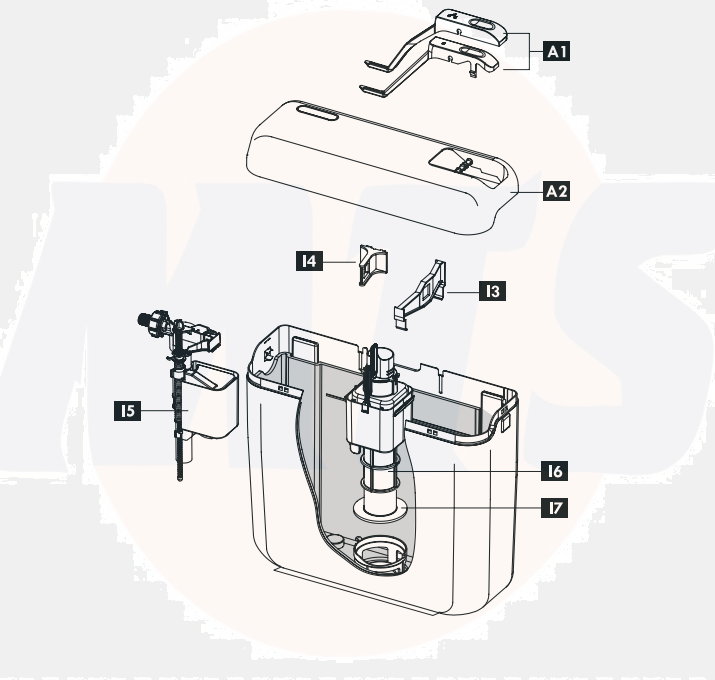  Schwab Exposed flushing cistern AP 122 Monoblock 