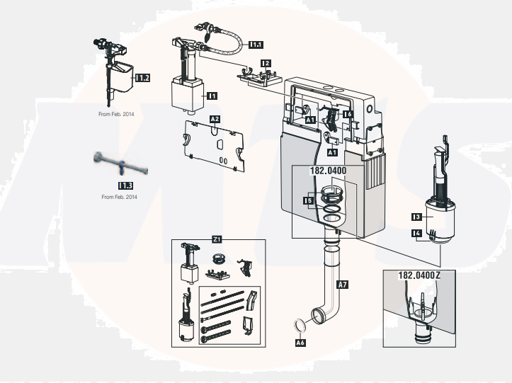 Schwab Concealed flushing cistern 182.0400