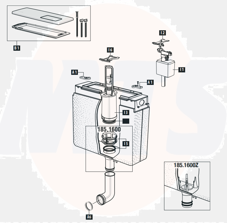 Schwab Concealed flushing cistern 185.xxx