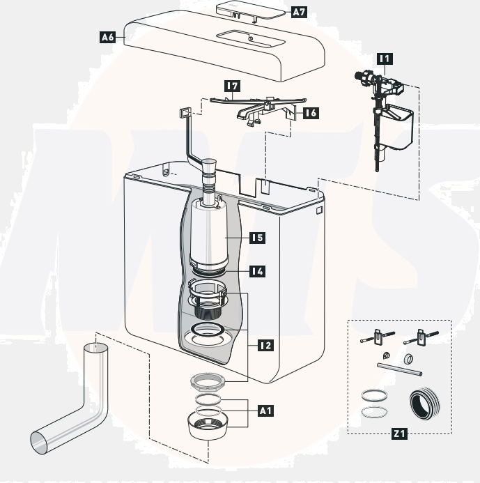 Schwab Exposed flushing cistern 150.1901 (50.000)