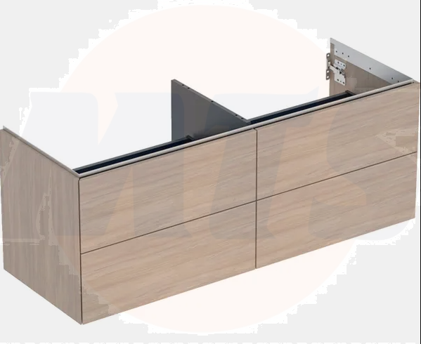 Geberit ONE cabinet for washbasin, with four drawers: Washbasin width=135cm, H=50.4cm, T=47cm, oak / wood-textured melamine  505.266.00.5
