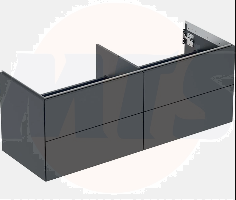 Geberit ONE cabinet for washbasin, with four drawers: Washbasin width=135cm, H=50.4cm, T=47cm, black / matt coated  505.266.00.8