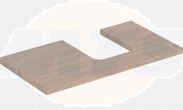Geberit ONE washtop, central cut-out, for lay-on washbasin, bowl shape: B=105cm, H=3cm, T=47cm, hickory / wood-textured melamine  505.274.00.6