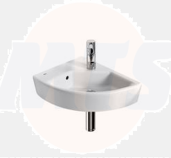 Roca Hall Corner Wall-Hung Basin with Left-Hand Shelf 350 x 430mm - 1 Taphole A327623000