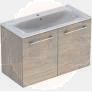 Selnova Square 100 cm Slim Basin & Two Door Vanity Unit, Light Hickory  501.263.00.1