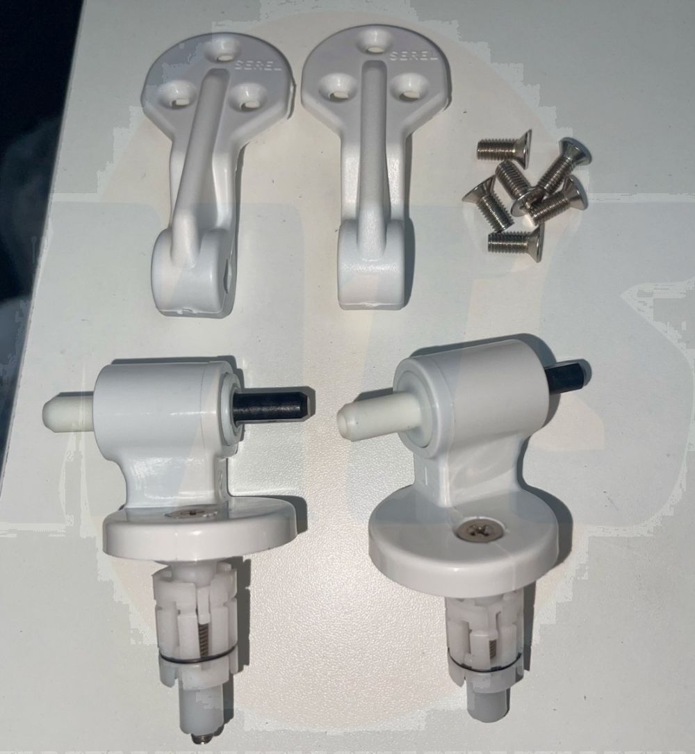 The Serel Soft Close/Slow Closing Toilet Seat Hinges 208F317S are designed for compatibility with the Serel Verda and Serel Orkide toilet models. These hinges provide a gentle and quiet closing action, enhancing the overall bathroom experience by preventi