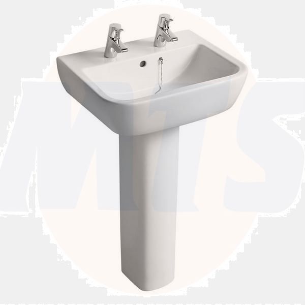 Ideal Standard  Tempo 55cm pedestal basin - two tapholes   T058701