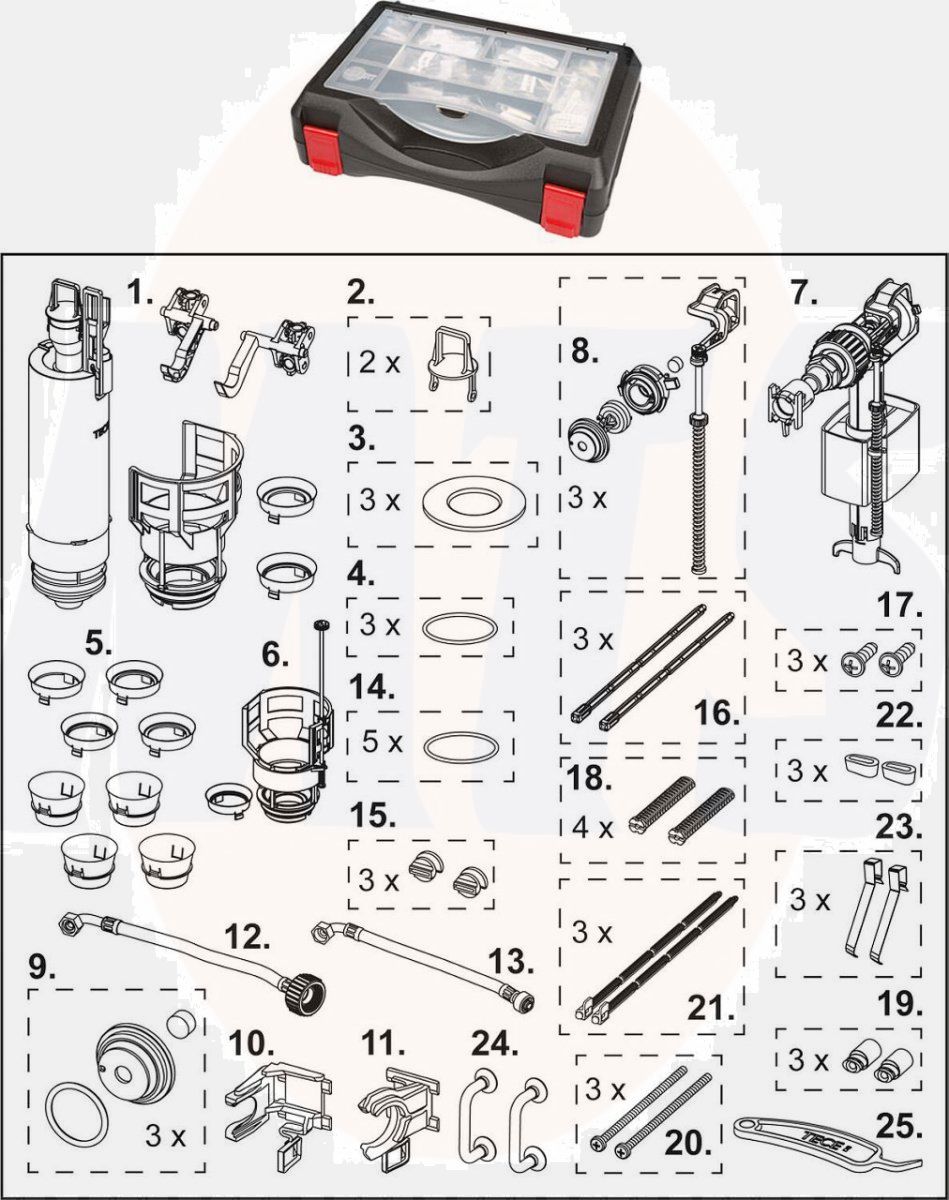 TECE spare parts Seal set for TECE filling valve Spare parts Order No 9820009
