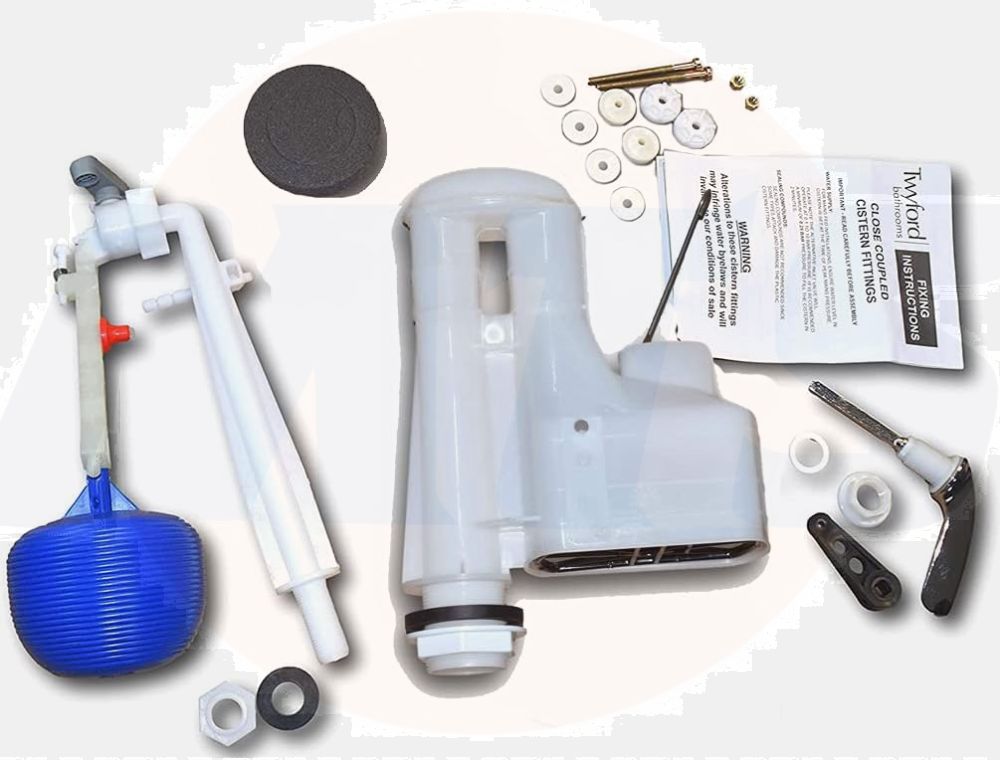 Twyford Toilet Cistern Kit, Single Flush Syphon, Ball, Inlet Valve, Donut & Lever CF7130WH
