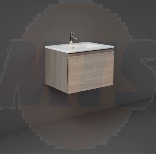 RAK Joy Uno Wh 1 Drawer Vanity 60Cm In Grey Elm UNOWH060EGY Bathroomsuites