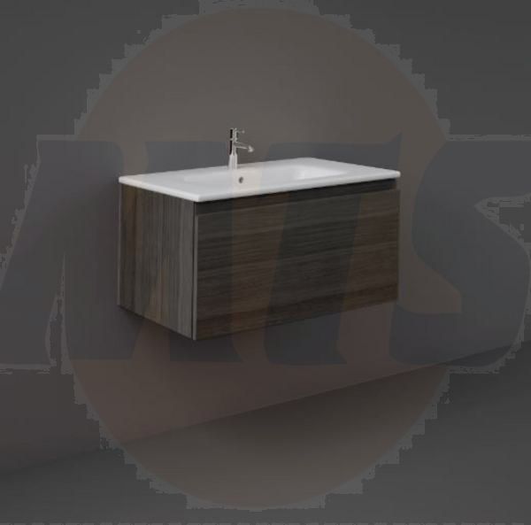 RAK Joy Uno Wh 1 Drawer Vanity 80Cm In Moka Walnut UNOWH080MOK Bathroomsuites