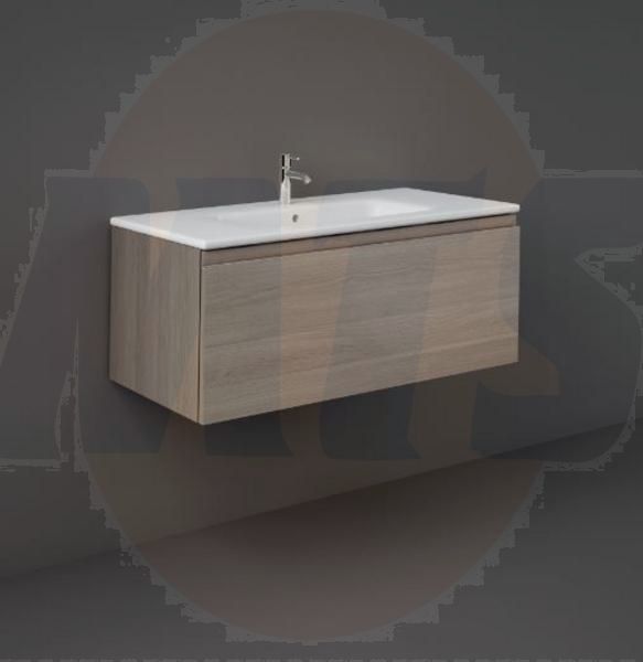 RAK Joy Uno Wh 1 Drawer Vanity 100Cm In Grey Elm UNOWH100EGY Bathroomsuites