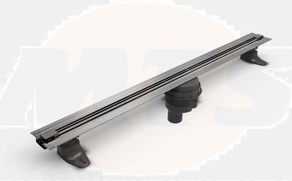 Vitra DK100 Rectangular Thin-cut Shower Drain Vertical Siphon, 120 cm, Matt Chrome 59980132000 