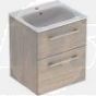 Selnova Square 55 cm Slim Basin & Two Drawer Vanity Unit, Light Hickory 501.235.00.1