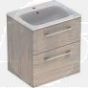Selnova Square 60 cm Slim Basin & Two Drawer Vanity Unit, Light Hickory  501.239.00.1