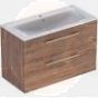 Selnova Square 100 cm Slim Basin & Two Drawer Vanity Unit, Hickory 501.246.00.1