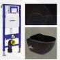 Geberit Toilet set UP 320 Aloni Matt Black With bidet Flatline Rimfree Softclose Quick release Toilet seat Alpha Matt Black Integrated faucet AL5518 
