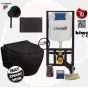Creavit wall-hung toilet set aloni black mat rimless with bidet sprayer including soft close toilet seat and diverter tap  AL6612 - AL0611 - GP50031