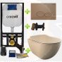 Creavit toilet set with bidet Mat Cappuccino - Hanging toilet FE320 Mat Cappuccino incl. soft close toilet seat and pressure plate FE320-11CM00E-0001 